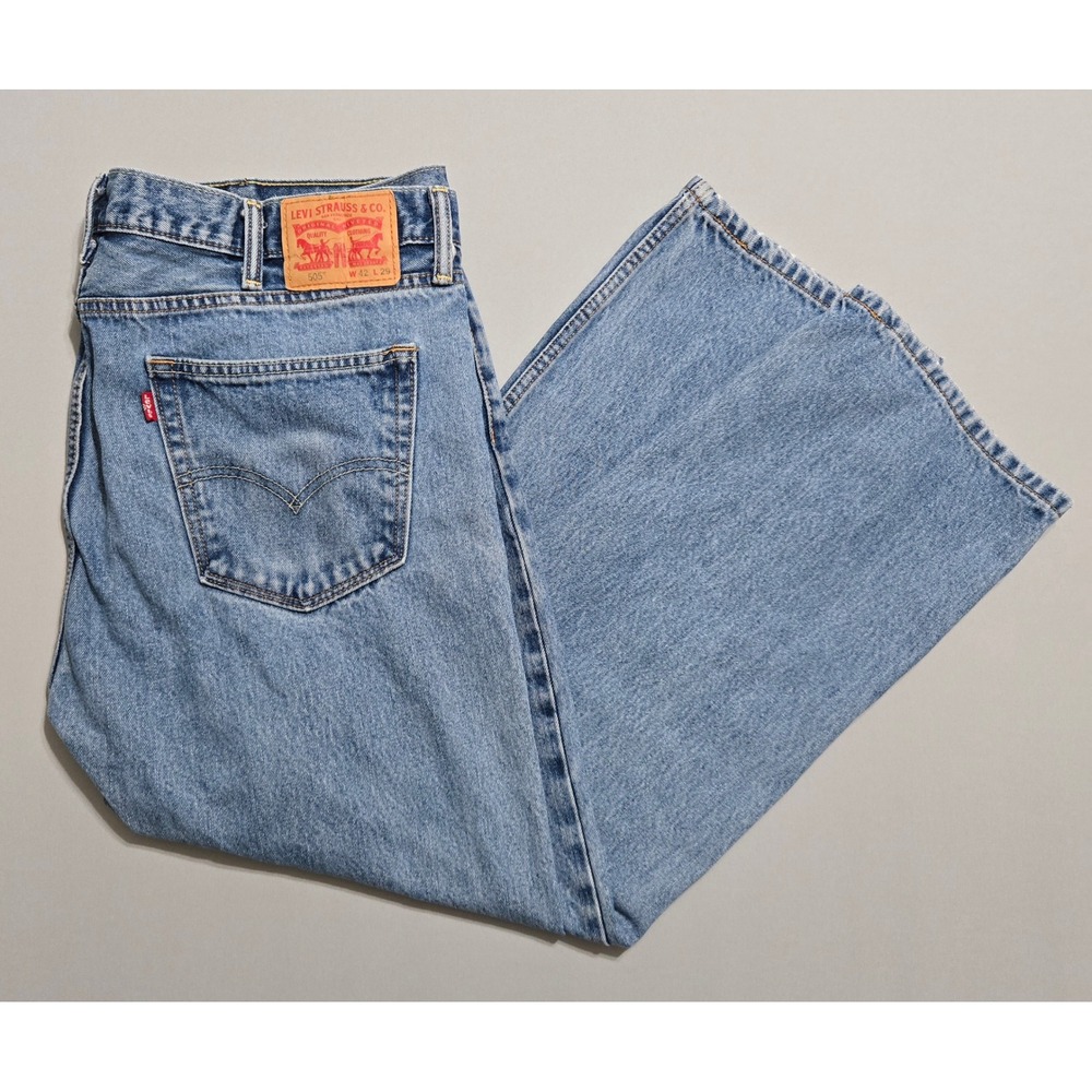 Levi's 505 Regular Fit Jeans 42x29 Blue Straight Leg Denim 00505-4891